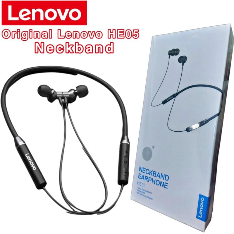 Lenovo HE05 Neckband Earbuds – Bluetooth 5.0, Waterproof, Magnetic Design - Image 4