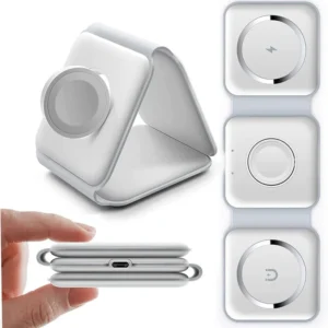 "15W 3-in-1 magnetic wireless charger, fast wireless charger for iPhone, 3-in-1 charger for Apple Watch AirPods iPhone, magnetic charging station, 15W wireless dock, buy 3-in-1 charger Pakistan, best magnetic charger".