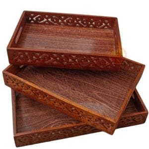 Wooden Serving Tray Set (pack Of 3)