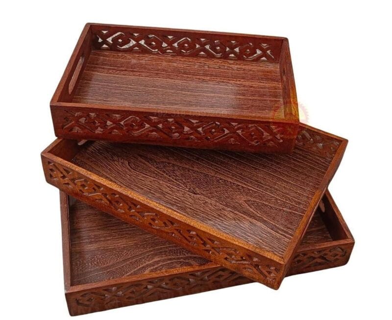 Wooden Serving Tray Set (pack Of 3)