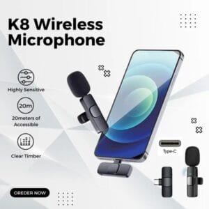 K8 wireless microphone, Type-C lavalier mic, plug and play mic, noise-canceling microphone, portable clip-on mic