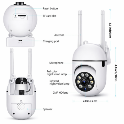 1080p Full HD Indoor Security Camera PTZ Smart Tracking Color Night Vision