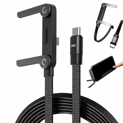 Buy 240W PD 3.1 Type-C to Type-C Fast Charging Cable with Adjustable Stand & 90° Elbow Design. 1.5M Gaming Cable. Fast Delivery in Lahore, Pakistan – ValueShop.me