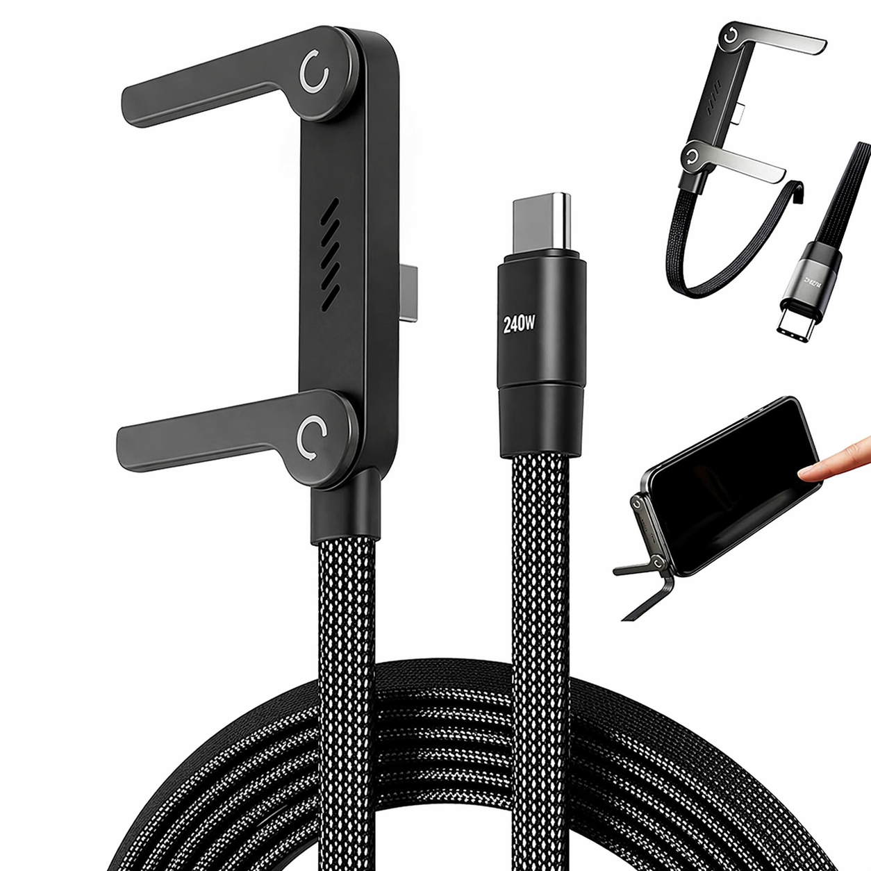 Buy 240W PD 3.1 Type-C to Type-C Fast Charging Cable with Adjustable Stand & 90° Elbow Design. 1.5M Gaming Cable. Fast Delivery in Lahore, Pakistan – ValueShop.me