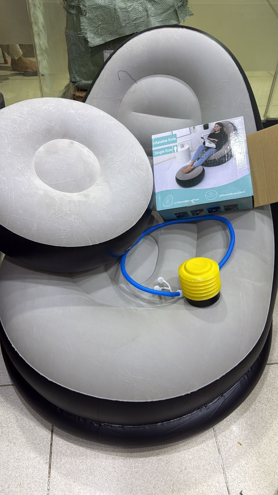 Luxury Inflatable Lounge Chair with Ottoman & Air Compressor in Pakistan | ValueShop.me